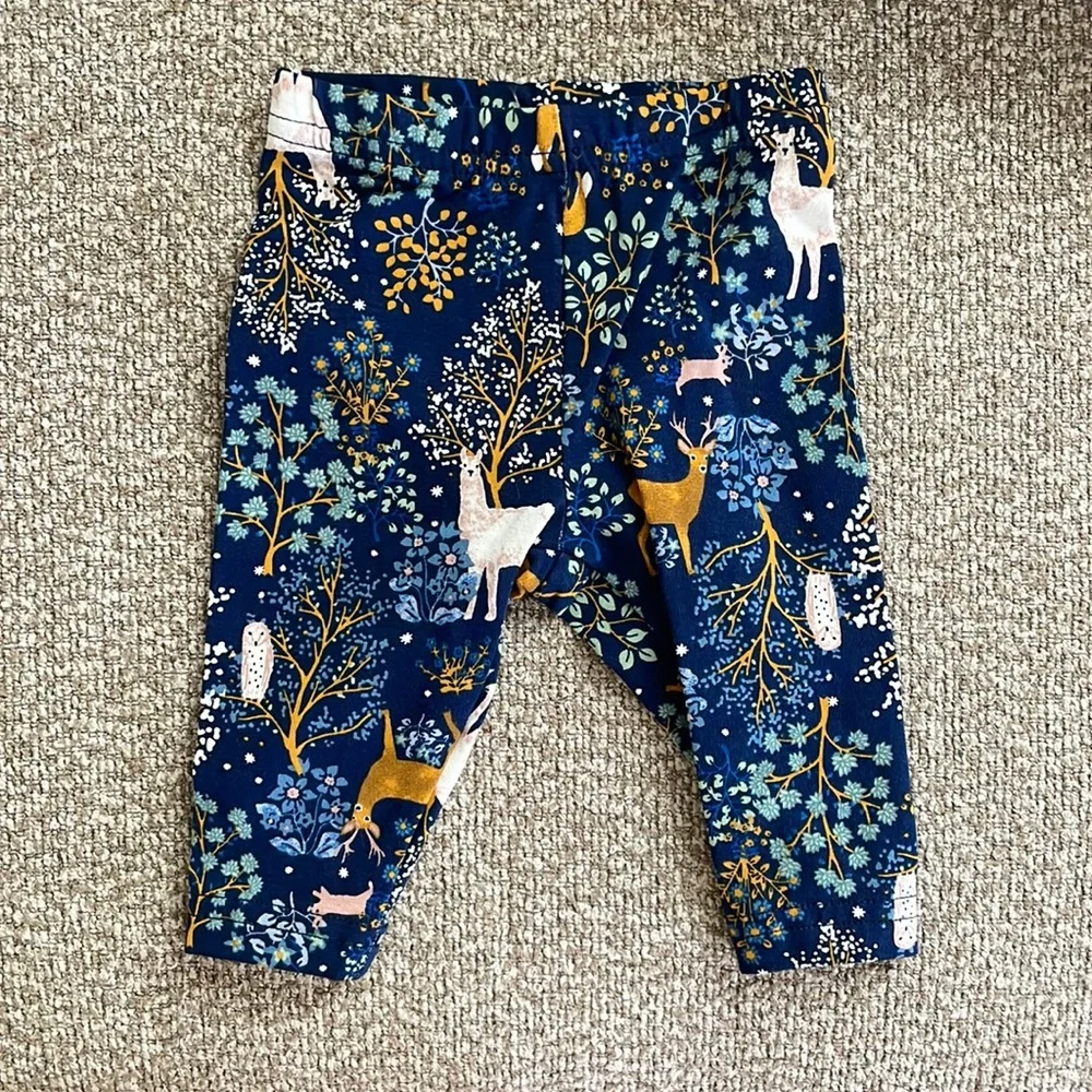 Carter’s Baby Girl Blue Enchanted Floral Forest Print Leggings Size 3m